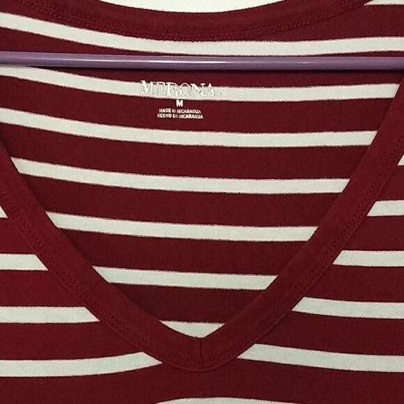 Merona wine red white stripe Medium - Picture 2 of 4
